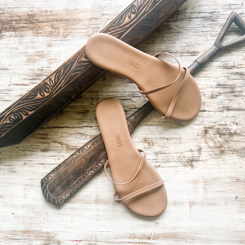 TKEES BNWT Gemma Beach Bum Women's Nude Thin-Strap Slide Sandals 8